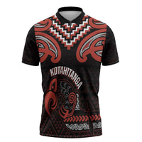 Maori Waitangi Zipper Polo Shirt Kotahitanga Poutama Mix Whakairo - Polynesian Pride