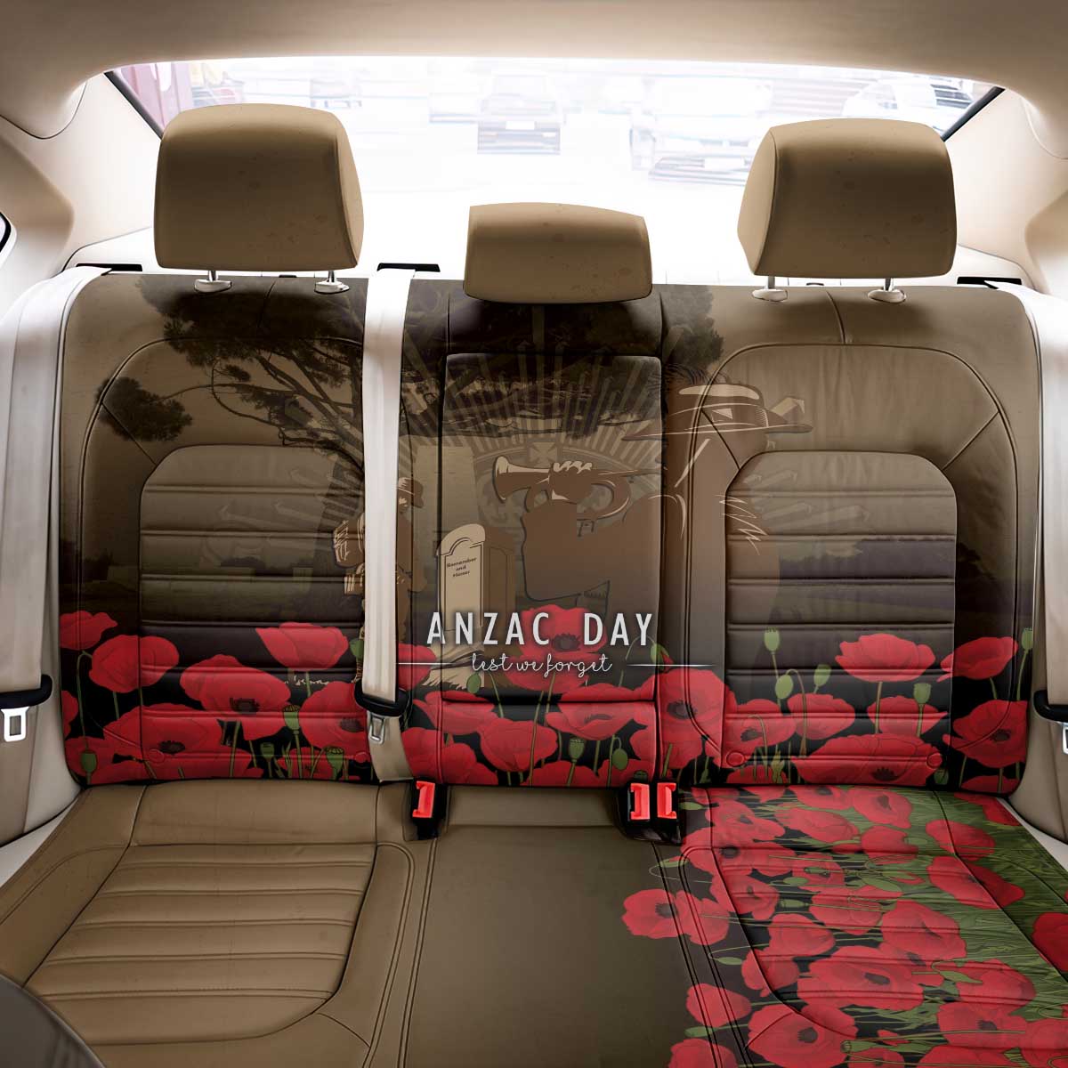 Australia - New Zealand ANZAC Lone Pine Back Car Seat Cover The Last Post LT7 - Polynesian Pride