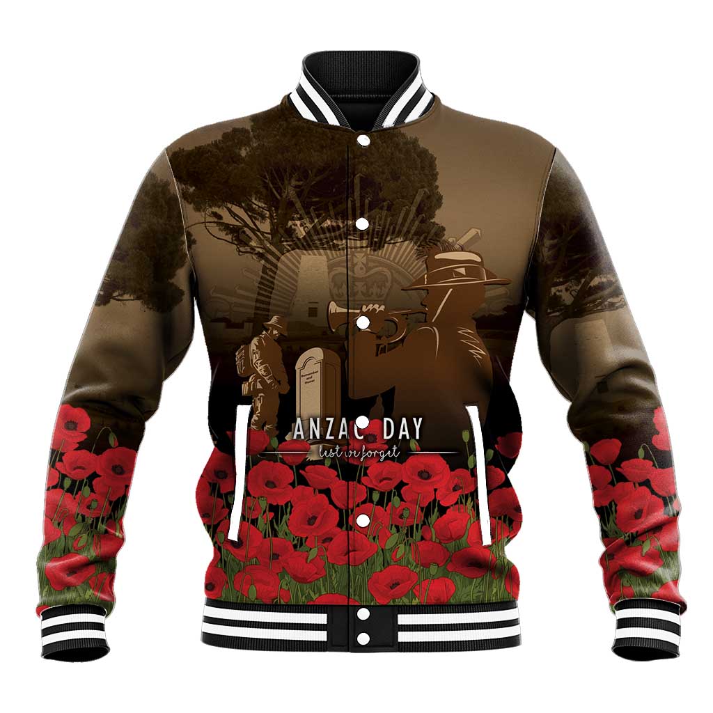 Australia - New Zealand ANZAC Lone Pine Baseball Jacket The Last Post LT7 Unisex Old Gold - Polynesian Pride