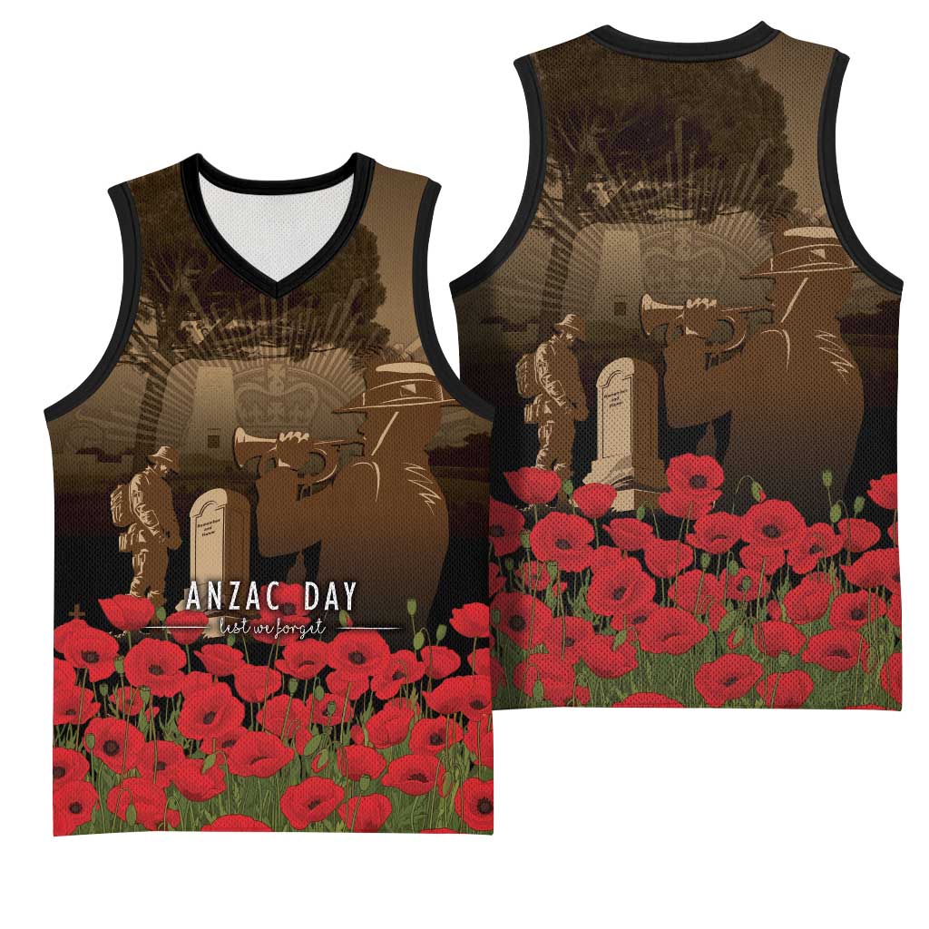 Australia - New Zealand ANZAC Lone Pine Basketball Jersey The Last Post LT7 - Polynesian Pride