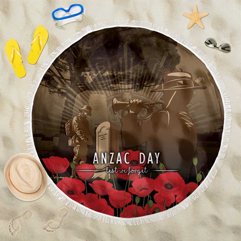 Australia - New Zealand ANZAC Lone Pine Beach Blanket The Last Post LT7 One Size 150cm Old Gold - Polynesian Pride