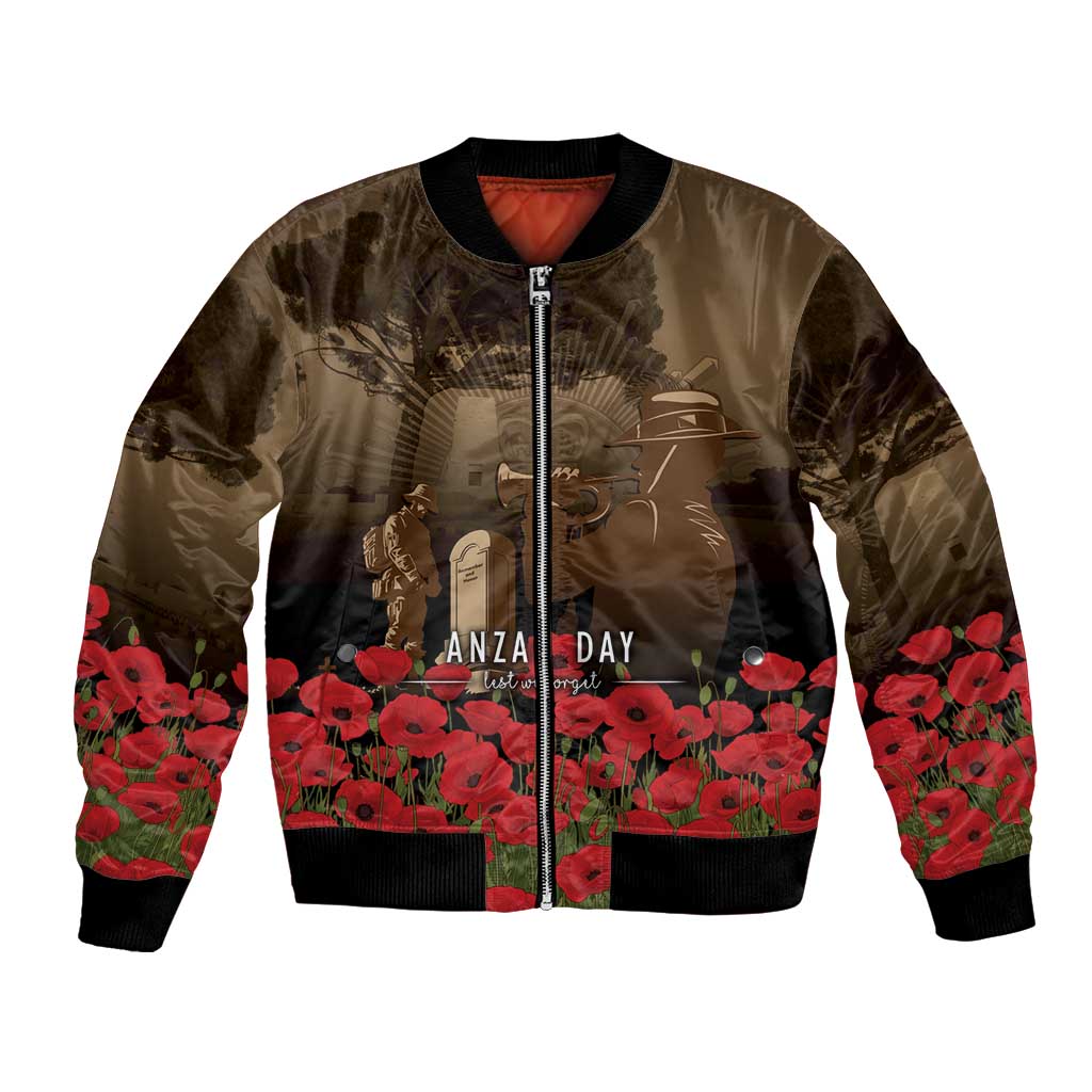 Australia - New Zealand ANZAC Lone Pine Bomber Jacket The Last Post LT7 Unisex Old Gold - Polynesian Pride