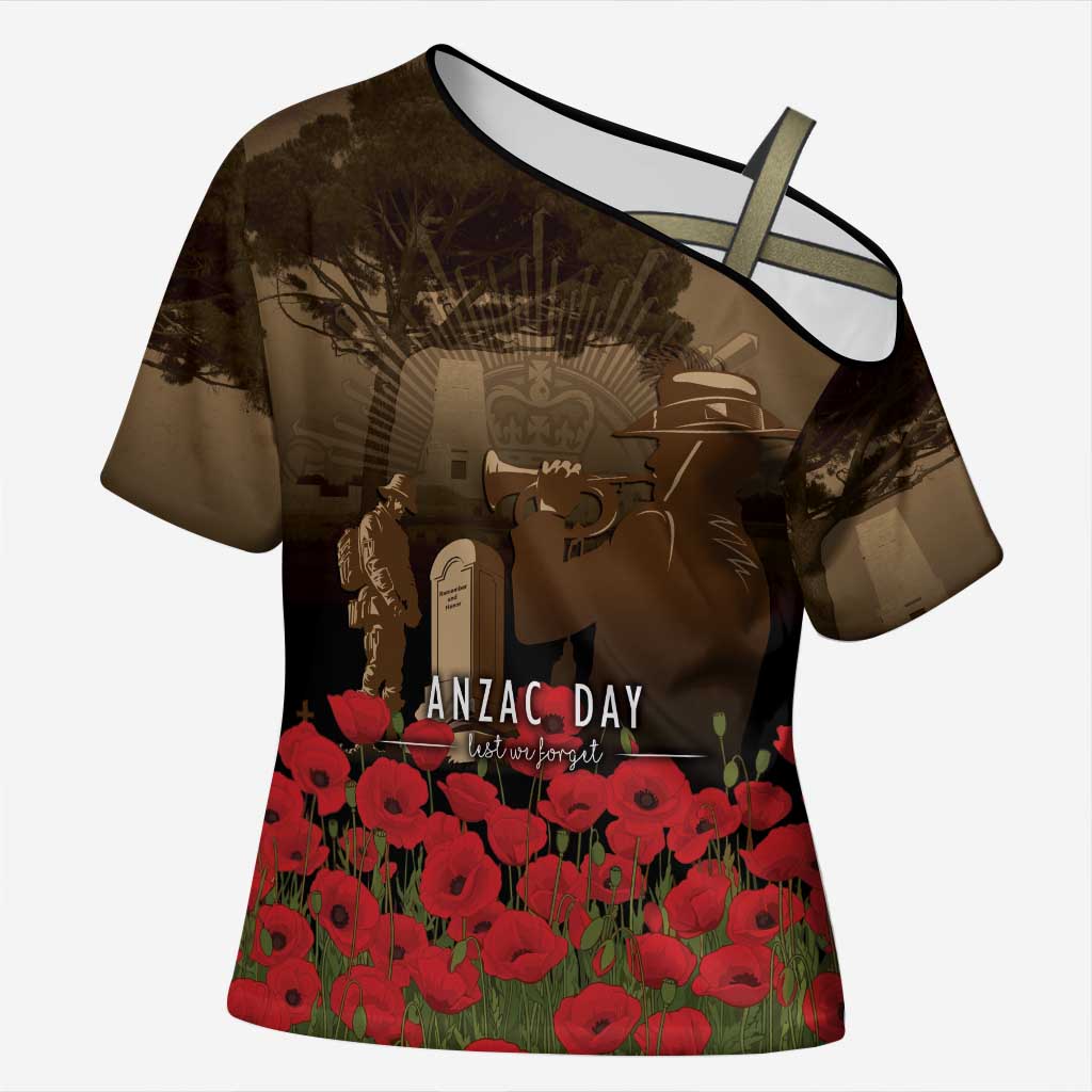 Australia - New Zealand ANZAC Lone Pine Cross Shoulder Shirt The Last Post LT7 Female Old Gold - Polynesian Pride
