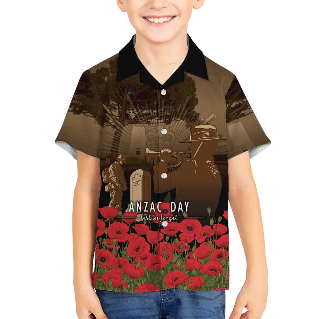 Australia - New Zealand ANZAC Lone Pine Kid Hawaiian Shirt The Last Post LT7 Kid Old Gold - Polynesian Pride