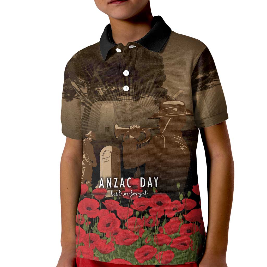 Australia - New Zealand ANZAC Lone Pine Kid Polo Shirt The Last Post LT7 Kid Old Gold - Polynesian Pride