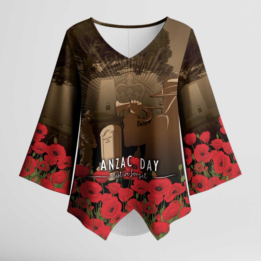 Australia - New Zealand ANZAC Lone Pine Kimono Sleeve Blouse The Last Post LT7 Female Old Gold - Polynesian Pride
