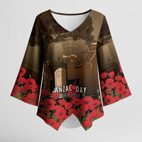Australia - New Zealand ANZAC Lone Pine Kimono Sleeve Blouse The Last Post LT7 Female Old Gold - Polynesian Pride