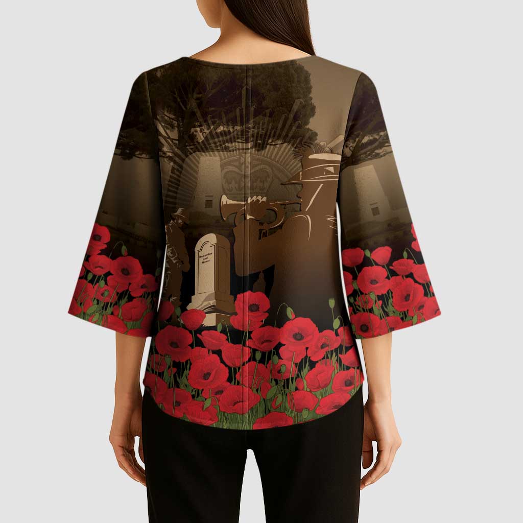 Australia - New Zealand ANZAC Lone Pine Kimono Sleeve Blouse The Last Post LT7 - Polynesian Pride