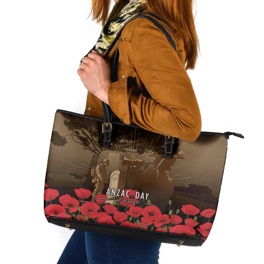 Australia - New Zealand ANZAC Lone Pine Leather Tote Bag The Last Post LT7 Old Gold - Polynesian Pride