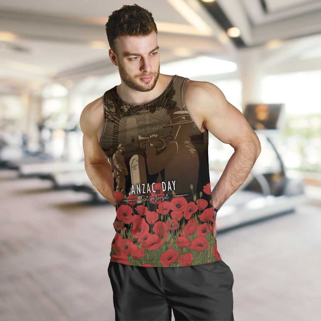 Australia - New Zealand ANZAC Lone Pine Men Tank Top The Last Post LT7 Old Gold - Polynesian Pride