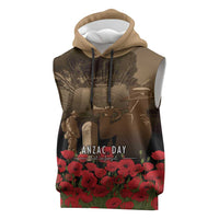 Australia - New Zealand ANZAC Lone Pine Sleeveless Hoodie The Last Post LT7 Old Gold - Polynesian Pride