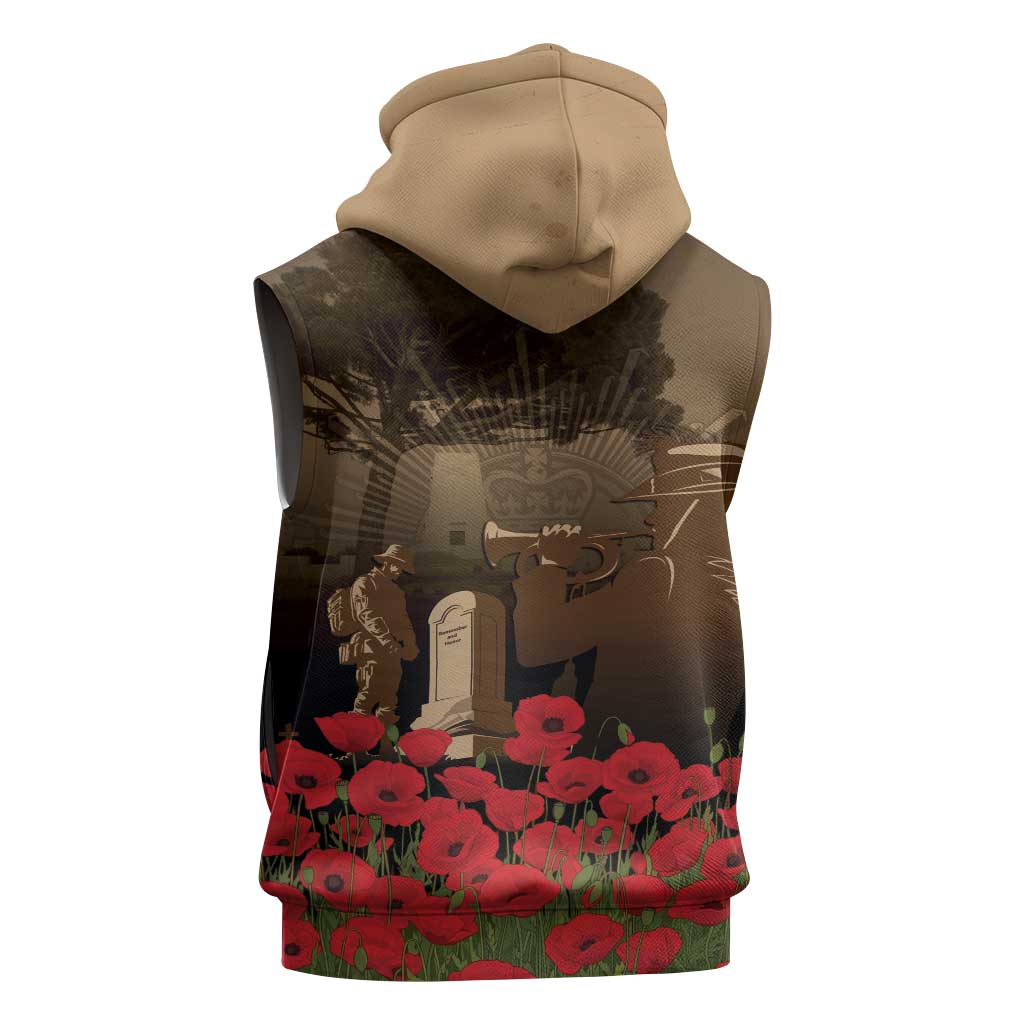 Australia - New Zealand ANZAC Lone Pine Sleeveless Hoodie The Last Post LT7 - Polynesian Pride