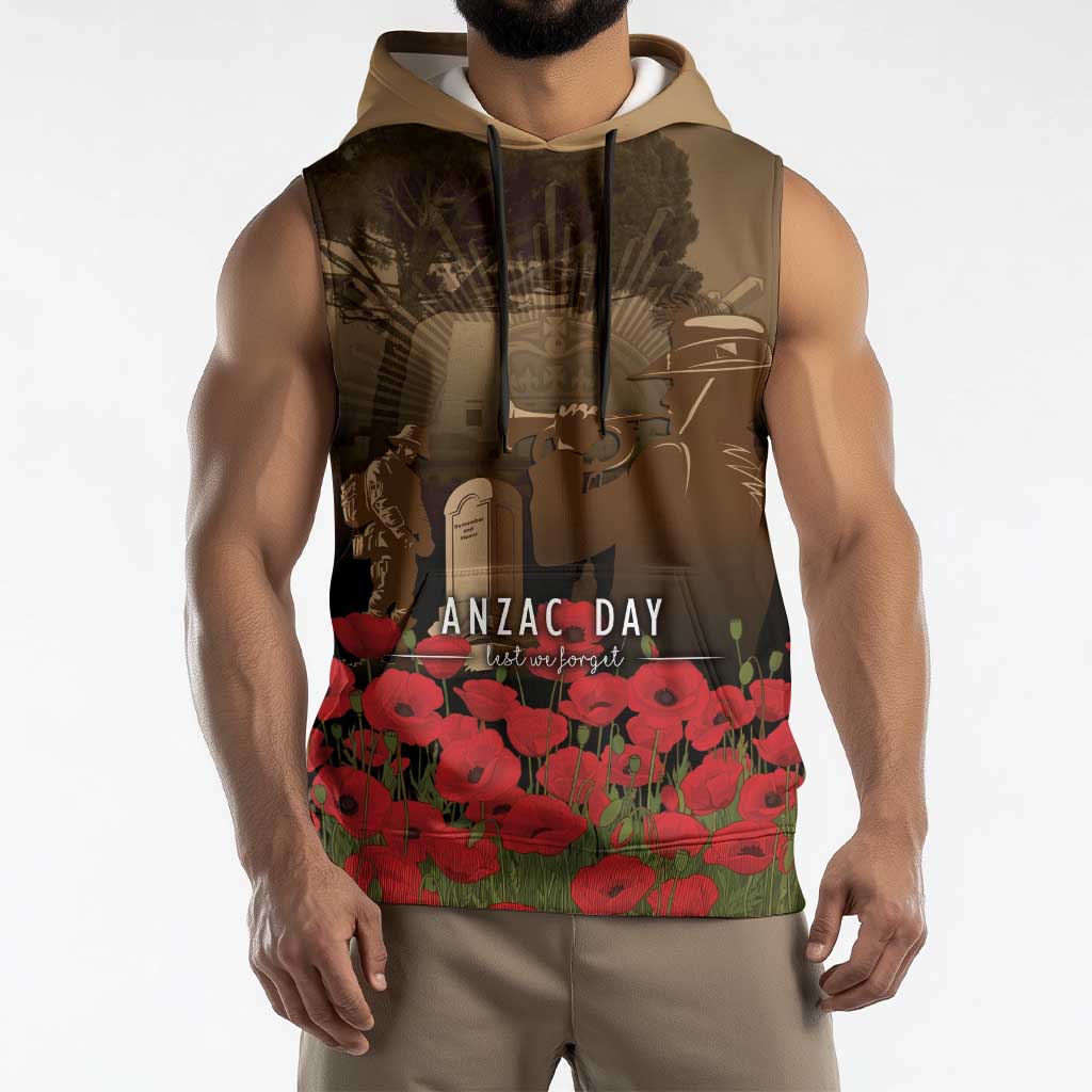 Australia - New Zealand ANZAC Lone Pine Sleeveless Hoodie The Last Post LT7 - Polynesian Pride