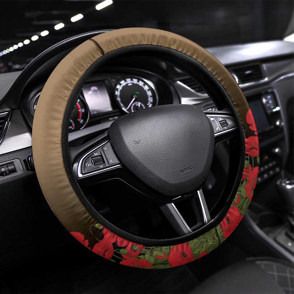 Australia - New Zealand ANZAC Lone Pine Steering Wheel Cover The Last Post LT7 Universal Fit Old Gold - Polynesian Pride