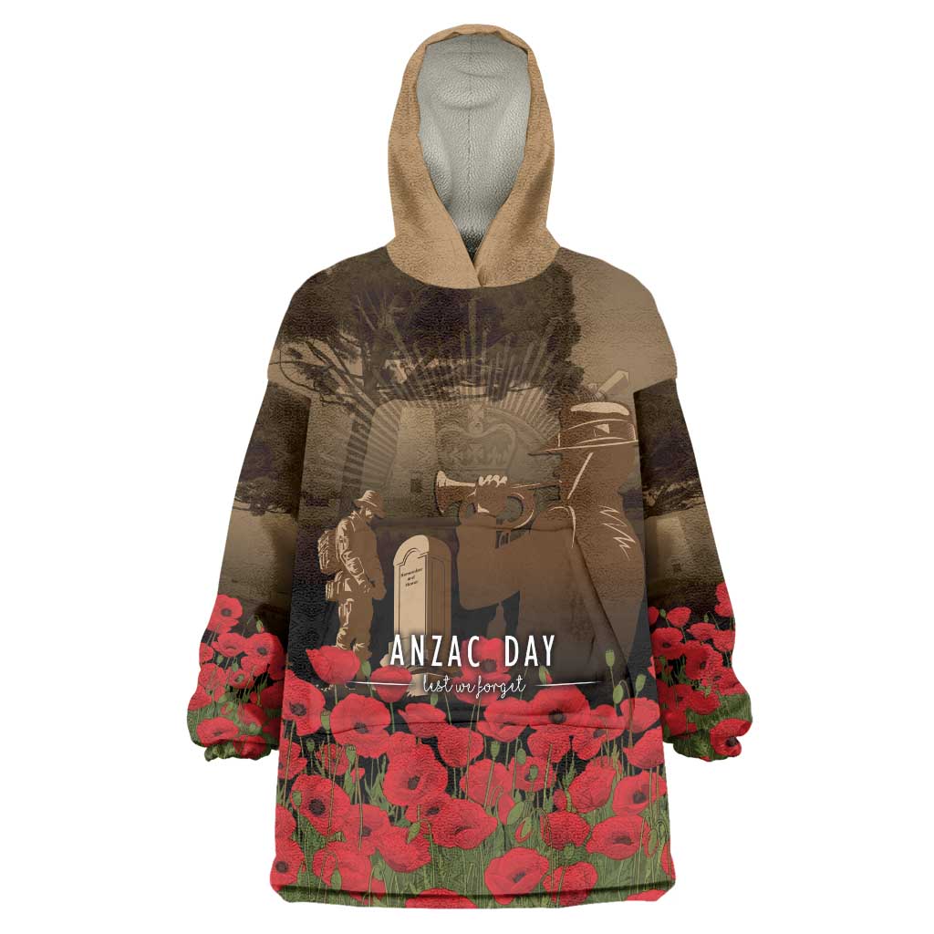 Australia - New Zealand ANZAC Lone Pine Wearable Blanket Hoodie The Last Post LT7 One Size Old Gold - Polynesian Pride