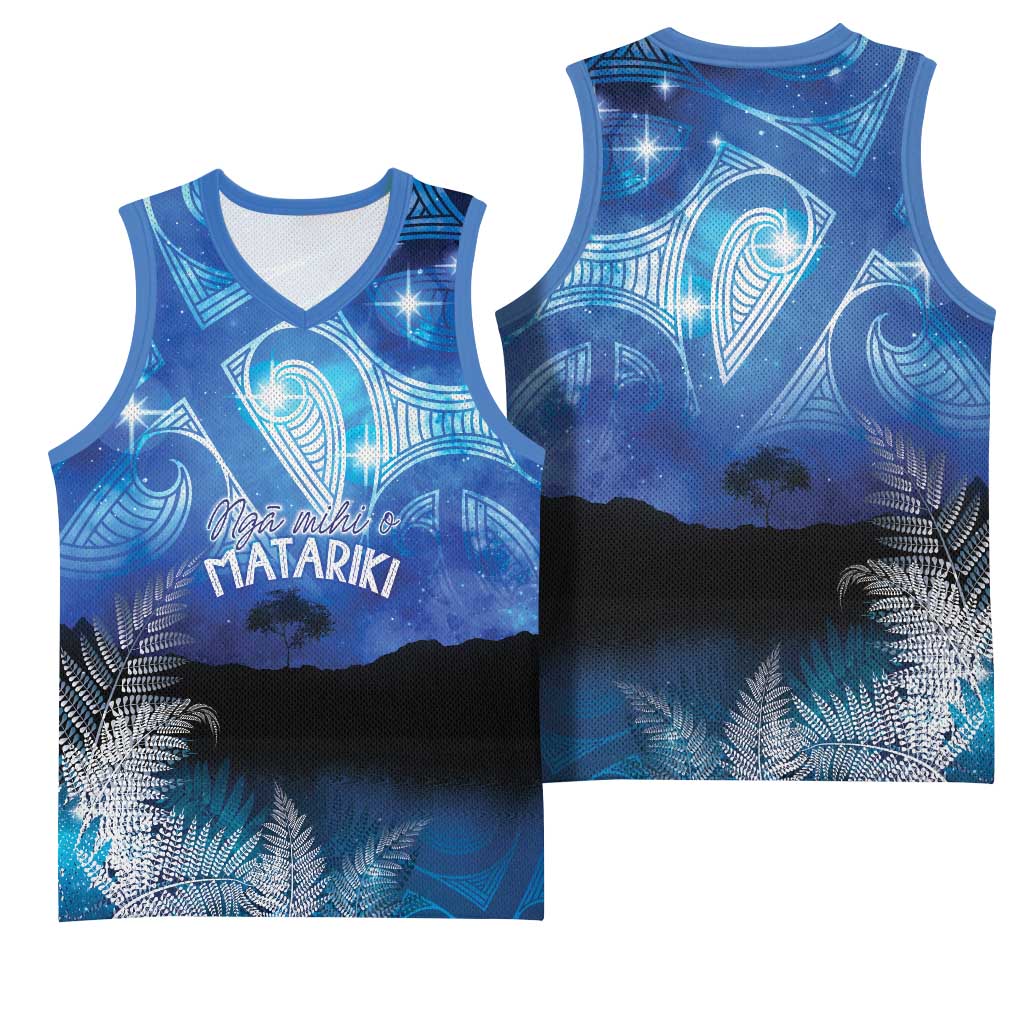 NZ Maori Matariki Scenery Basketball Jersey Galaxy Sky LT7 - Polynesian Pride