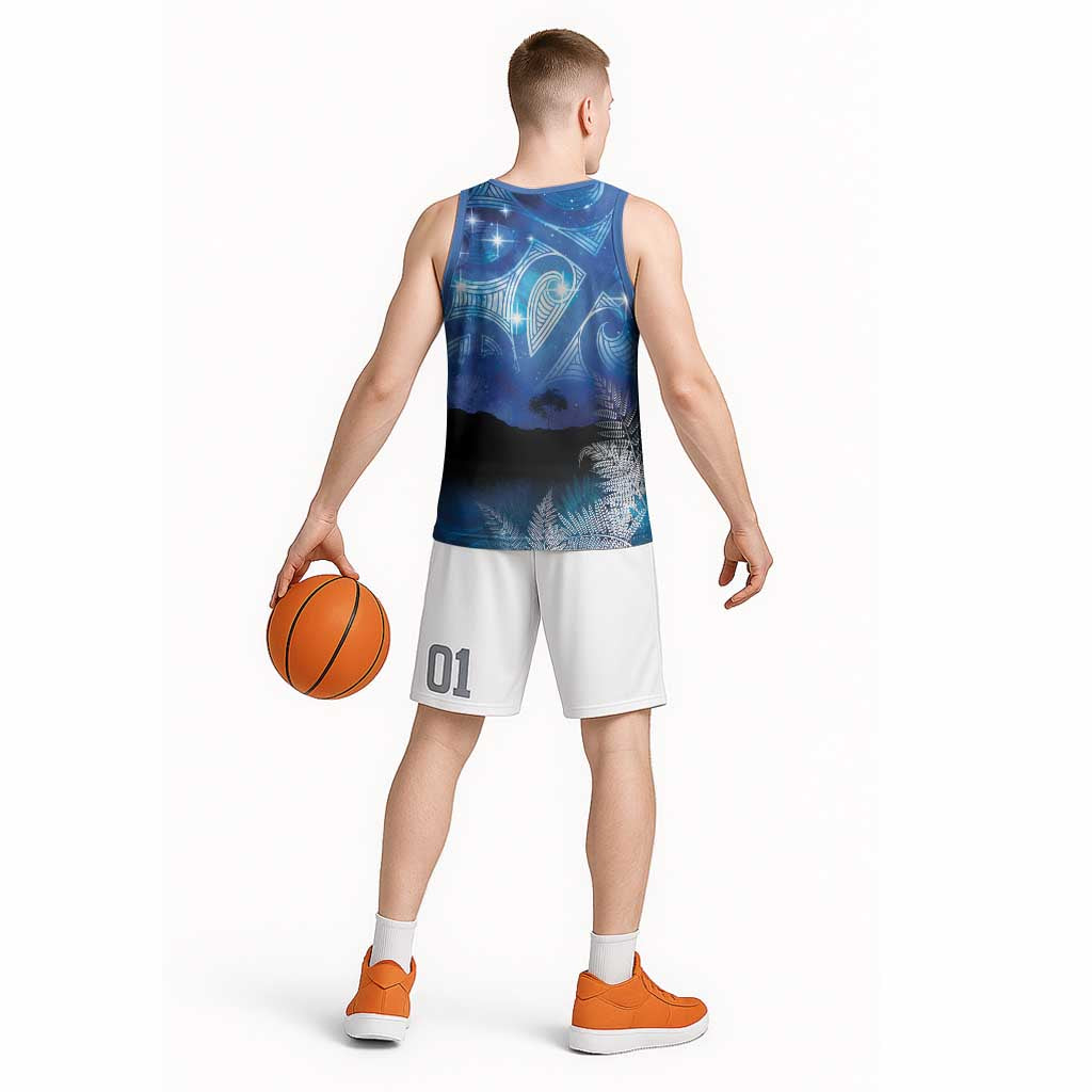 NZ Maori Matariki Scenery Basketball Jersey Galaxy Sky LT7 - Polynesian Pride