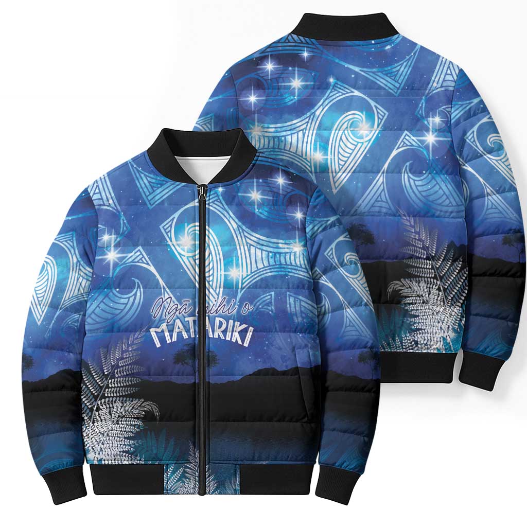 NZ Maori Matariki Scenery Bomber Puffer Jacket Galaxy Sky LT7 - Polynesian Pride