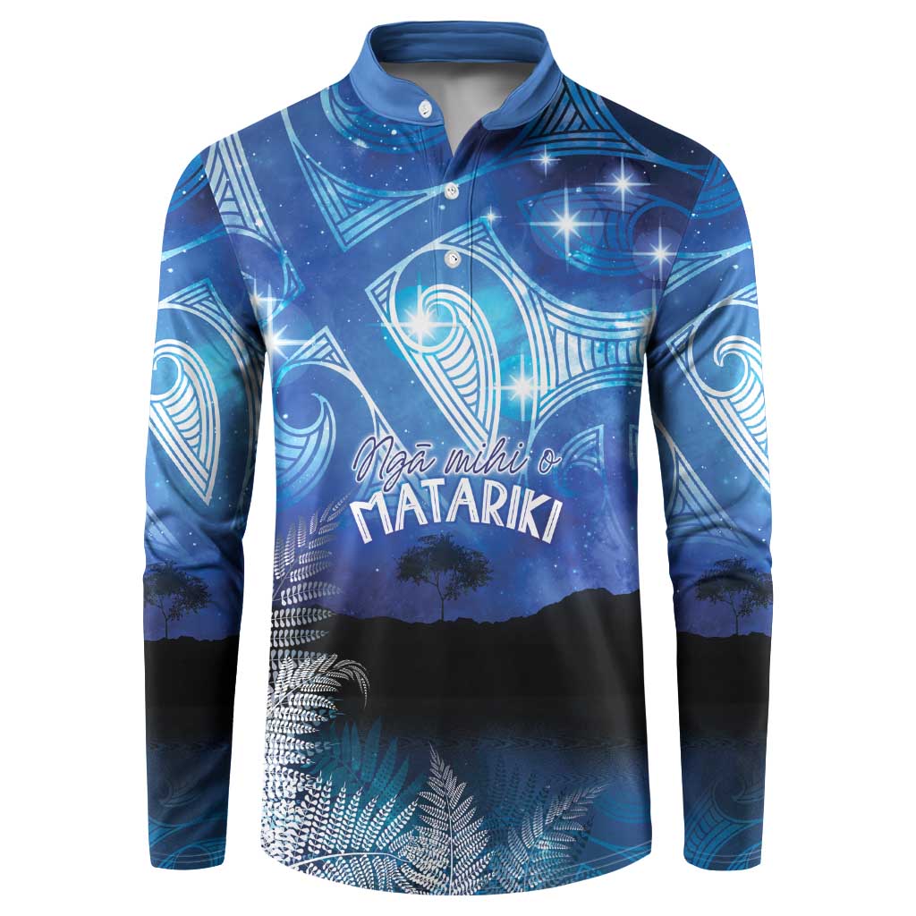 NZ Maori Matariki Scenery Button Sweatshirt Galaxy Sky LT7 Galaxy - Polynesian Pride