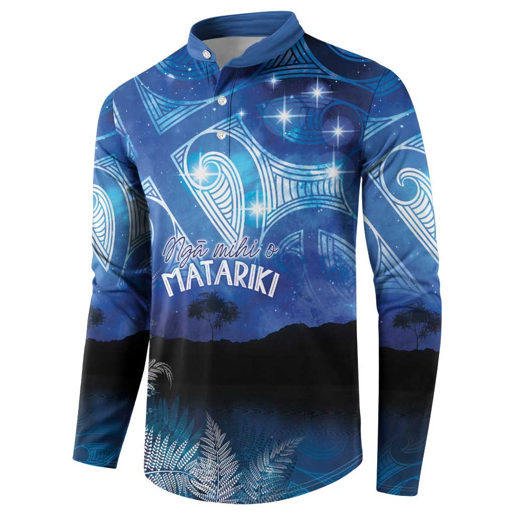 NZ Maori Matariki Scenery Button Sweatshirt Galaxy Sky LT7 - Polynesian Pride