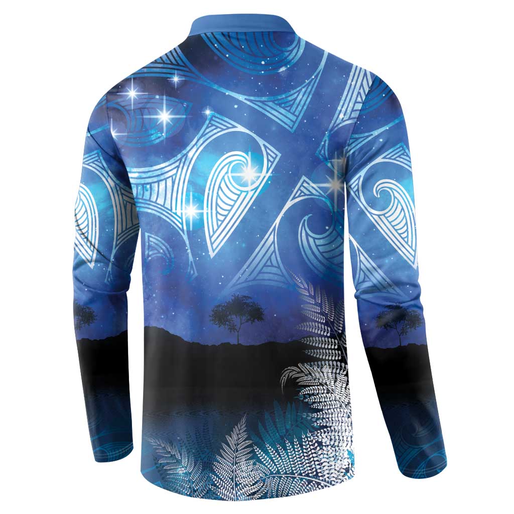 NZ Maori Matariki Scenery Button Sweatshirt Galaxy Sky LT7 - Polynesian Pride