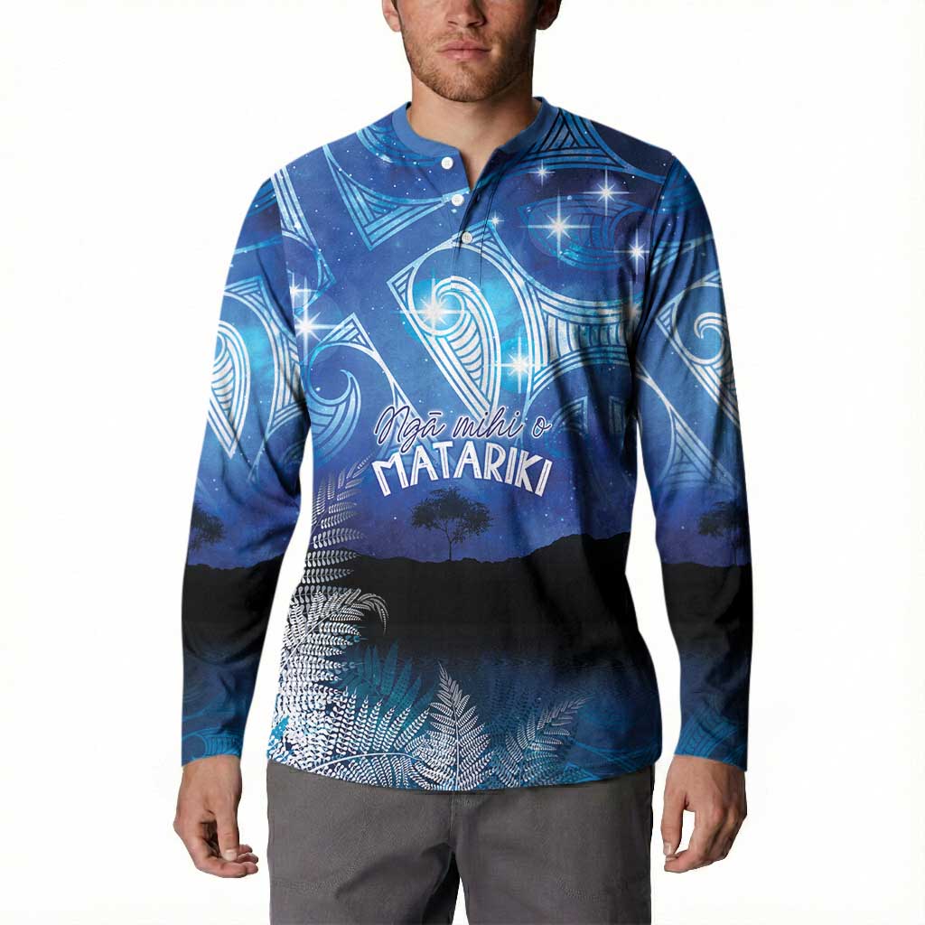 NZ Maori Matariki Scenery Button Sweatshirt Galaxy Sky LT7 - Polynesian Pride