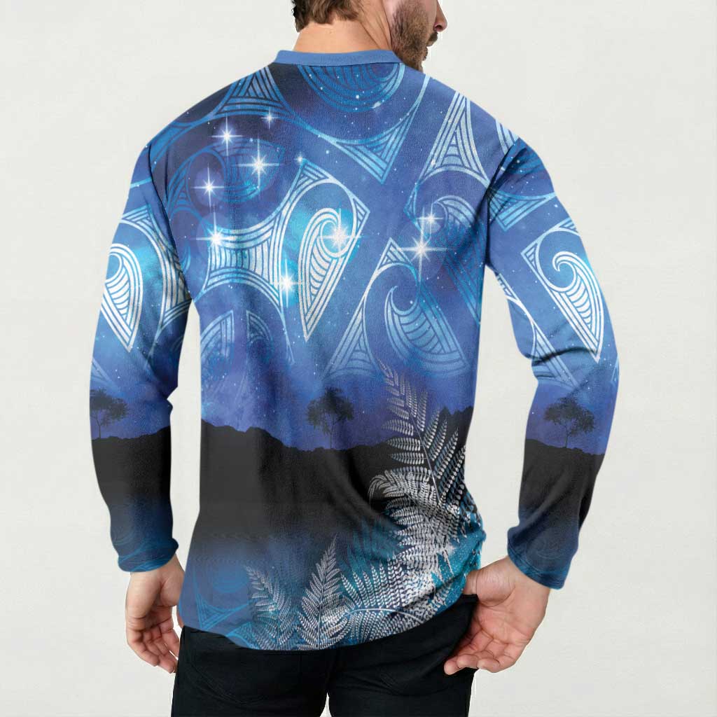 NZ Maori Matariki Scenery Button Sweatshirt Galaxy Sky LT7 - Polynesian Pride