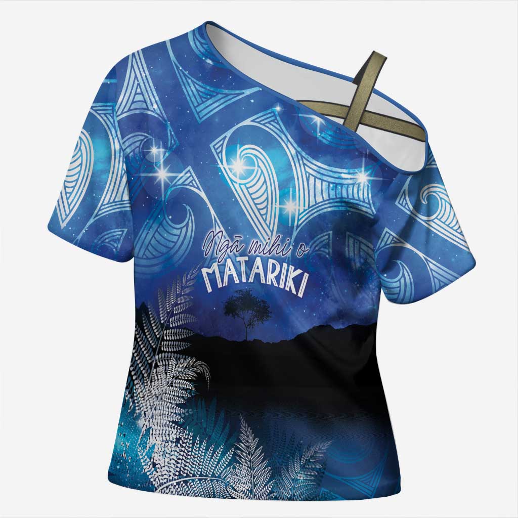 NZ Maori Matariki Scenery Cross Shoulder Shirt Galaxy Sky LT7 Female Galaxy - Polynesian Pride