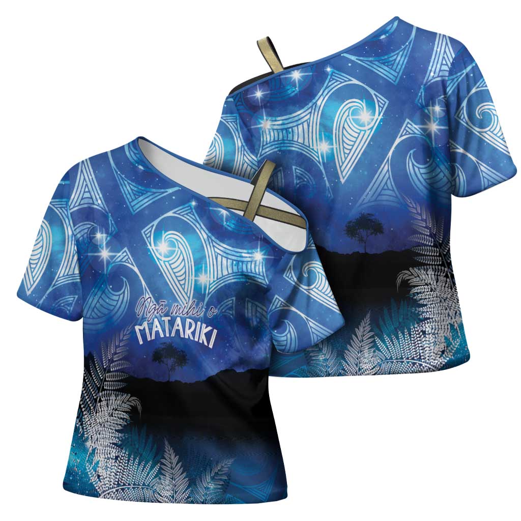 NZ Maori Matariki Scenery Cross Shoulder Shirt Galaxy Sky LT7 - Polynesian Pride