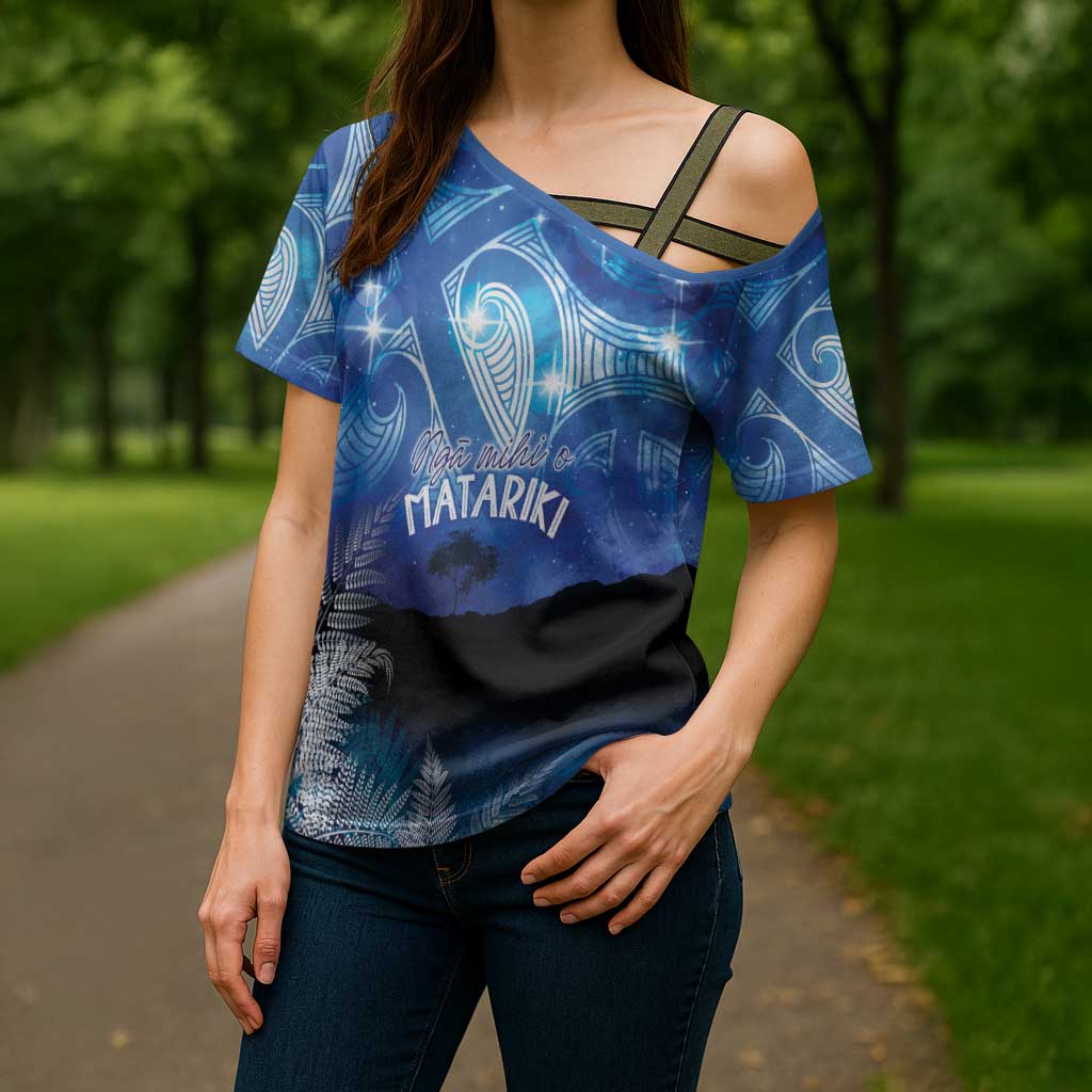 NZ Maori Matariki Scenery Cross Shoulder Shirt Galaxy Sky LT7 - Polynesian Pride