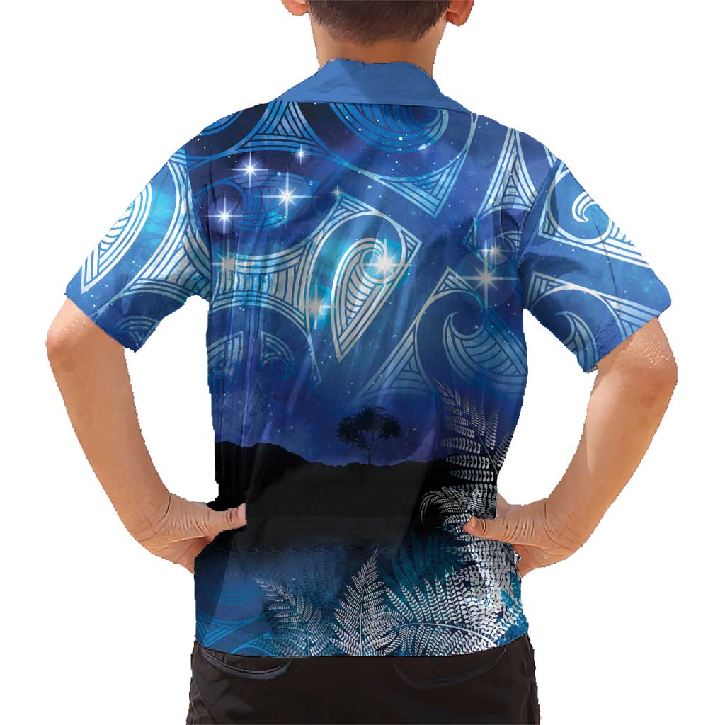 NZ Maori Matariki Scenery Family Matching Off The Shoulder Long Sleeve Dress and Hawaiian Shirt Galaxy Sky