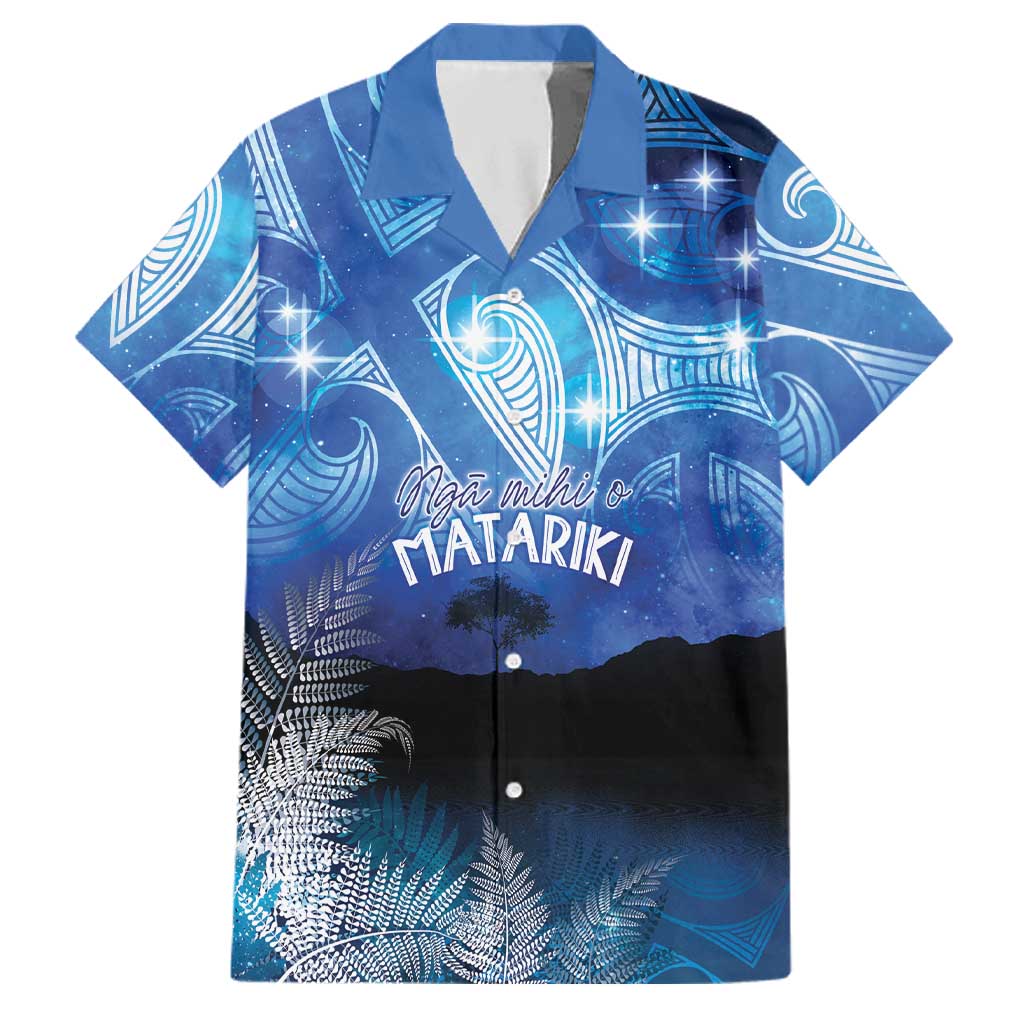 NZ Maori Matariki Scenery Family Matching Puletasi and Hawaiian Shirt Galaxy Sky LT7 Dad's Shirt - Short Sleeve Galaxy - Polynesian Pride