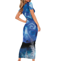 NZ Maori Matariki Scenery Family Matching Short Sleeve Bodycon Dress and Hawaiian Shirt Galaxy Sky