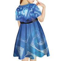NZ Maori Matariki Scenery Kid Short Sleeve Dress Galaxy Sky