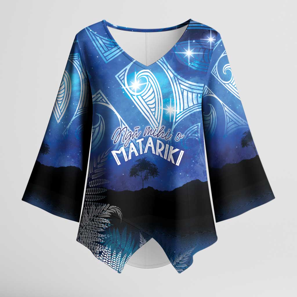 NZ Maori Matariki Scenery Kimono Sleeve Blouse Galaxy Sky LT7 Female Galaxy - Polynesian Pride