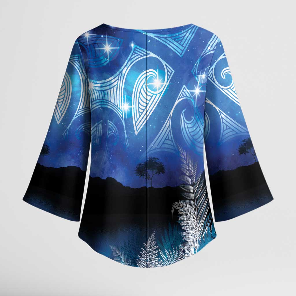 NZ Maori Matariki Scenery Kimono Sleeve Blouse Galaxy Sky LT7 - Polynesian Pride