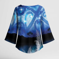 NZ Maori Matariki Scenery Kimono Sleeve Blouse Galaxy Sky LT7 - Polynesian Pride