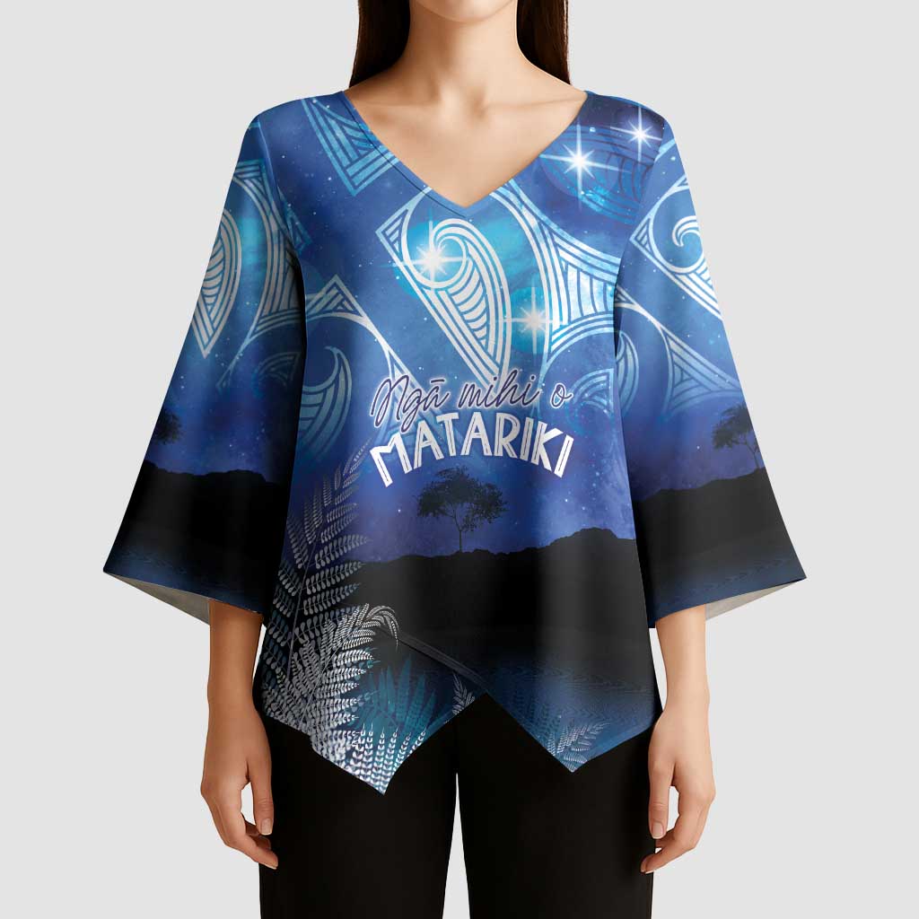 NZ Maori Matariki Scenery Kimono Sleeve Blouse Galaxy Sky LT7 - Polynesian Pride