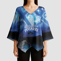 NZ Maori Matariki Scenery Kimono Sleeve Blouse Galaxy Sky LT7 - Polynesian Pride