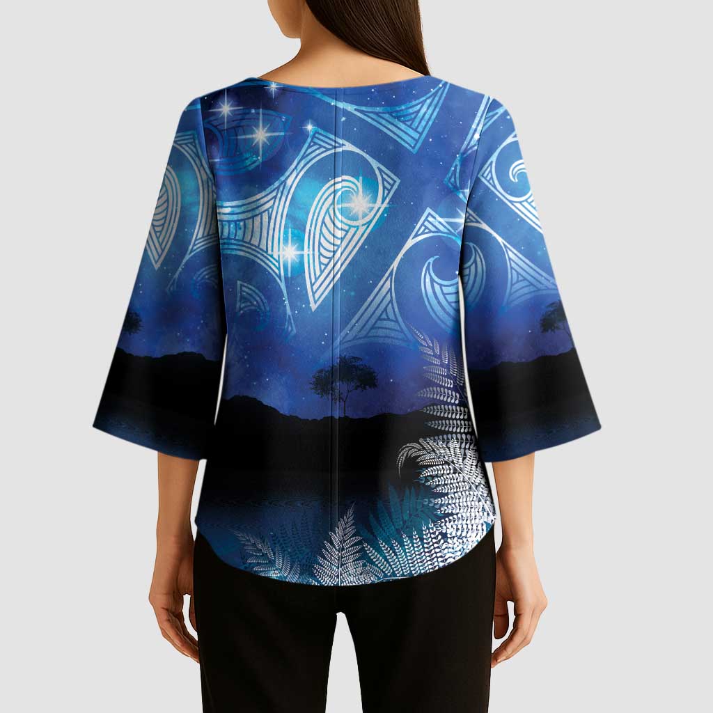NZ Maori Matariki Scenery Kimono Sleeve Blouse Galaxy Sky LT7 - Polynesian Pride