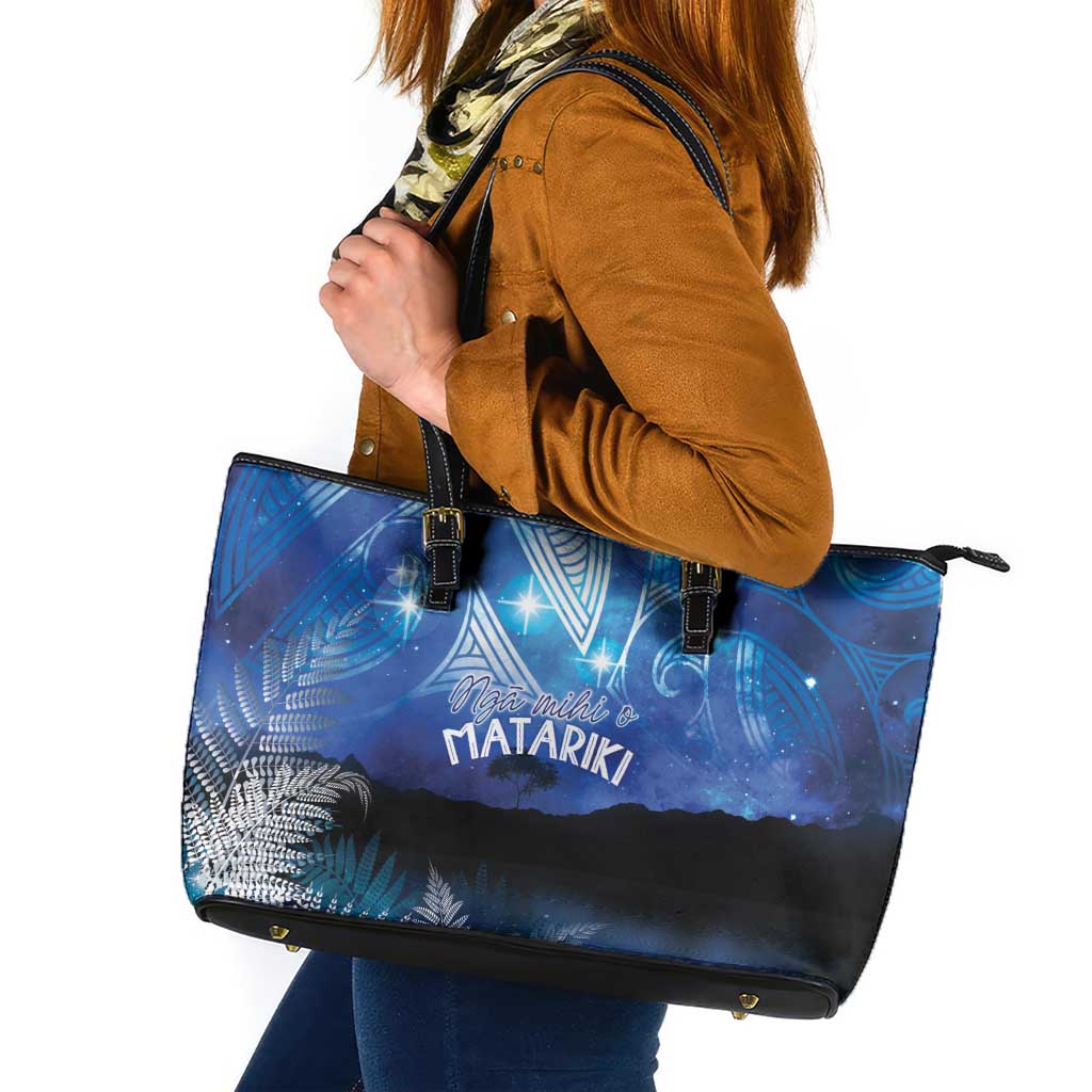NZ Maori Matariki Scenery Leather Tote Bag Galaxy Sky LT7 Galaxy - Polynesian Pride