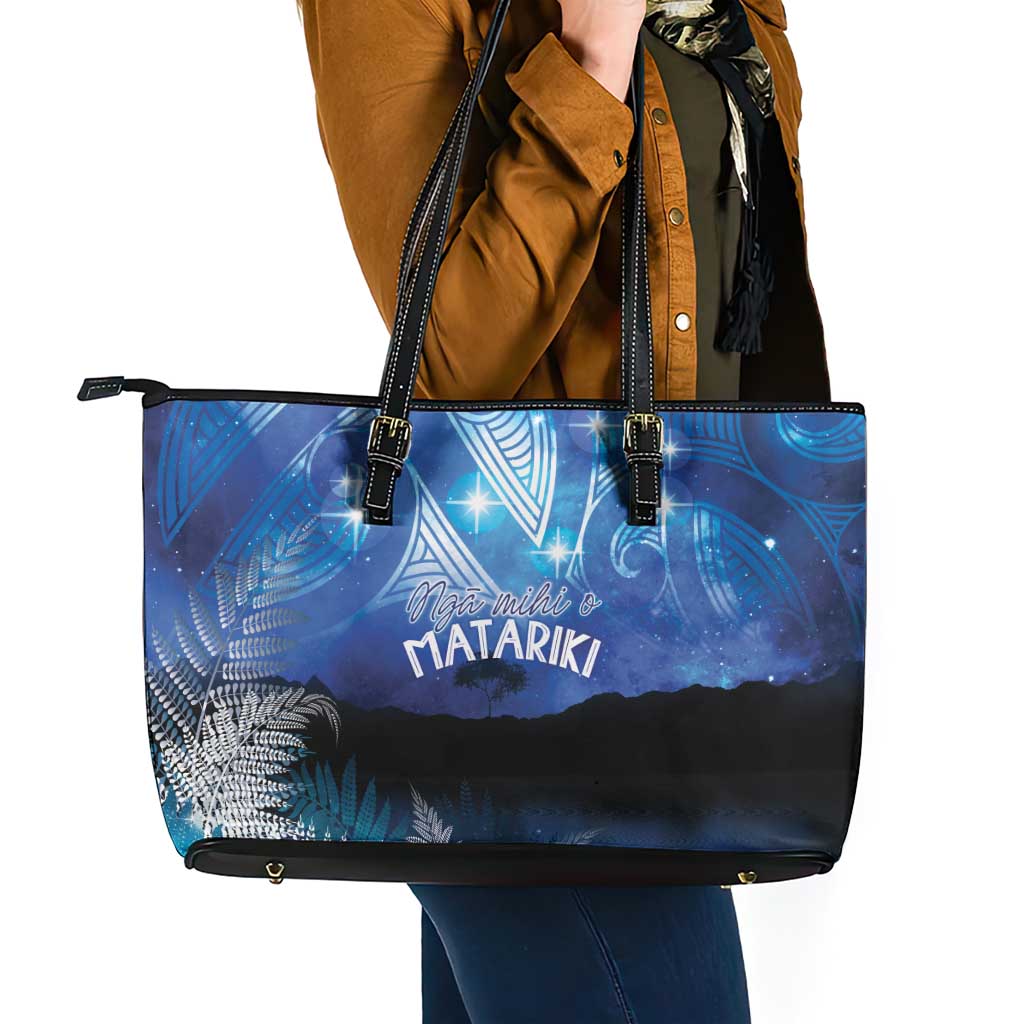 NZ Maori Matariki Scenery Leather Tote Bag Galaxy Sky LT7 - Polynesian Pride