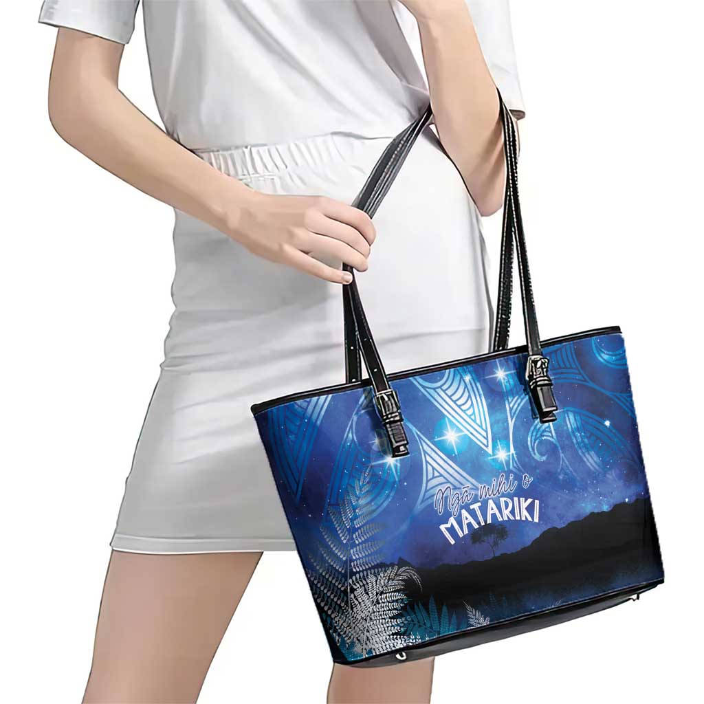 NZ Maori Matariki Scenery Leather Tote Bag Galaxy Sky LT7 - Polynesian Pride