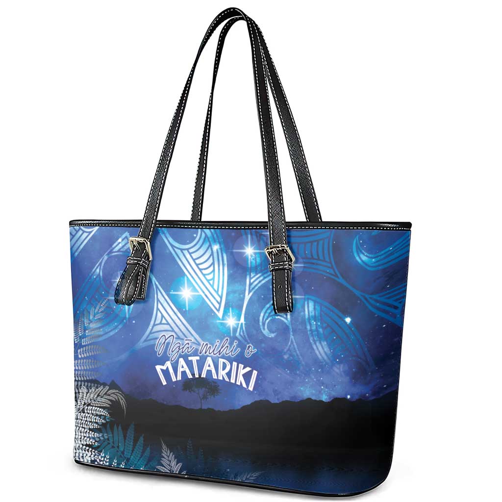 NZ Maori Matariki Scenery Leather Tote Bag Galaxy Sky LT7 - Polynesian Pride