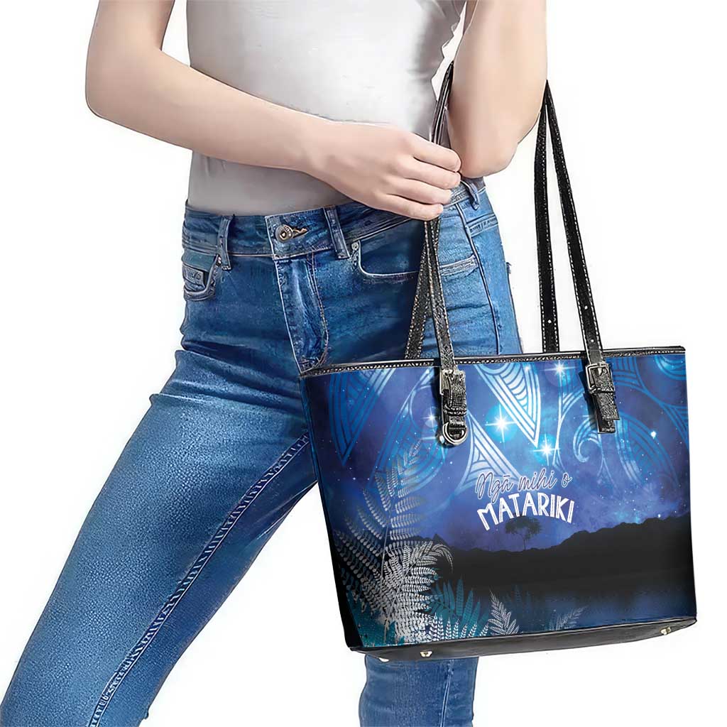 NZ Maori Matariki Scenery Leather Tote Bag Galaxy Sky LT7 - Polynesian Pride