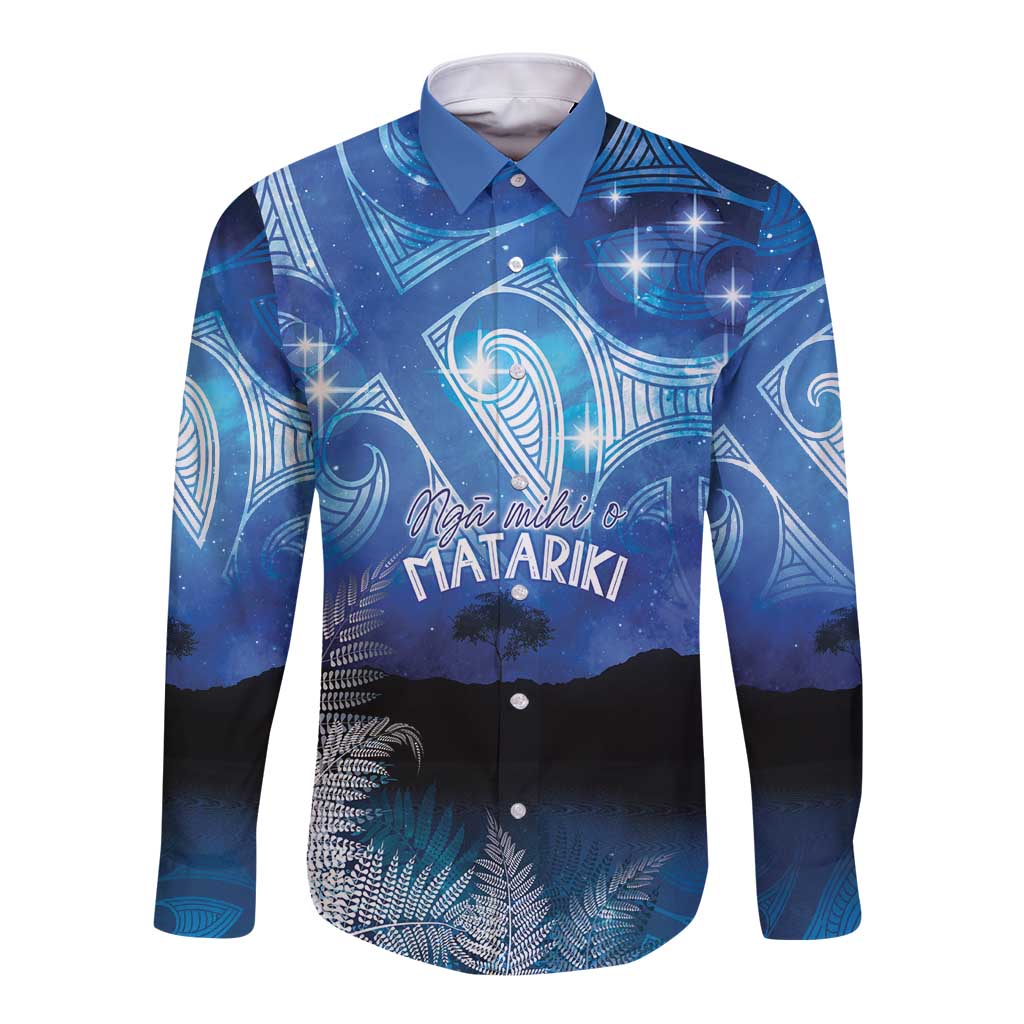 NZ Maori Matariki Scenery Long Sleeve Button Shirt Galaxy Sky LT7 Unisex Galaxy - Polynesian Pride