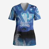 NZ Maori Matariki Scenery Scrub Top Galaxy Sky LT7 Adult Galaxy - Polynesian Pride