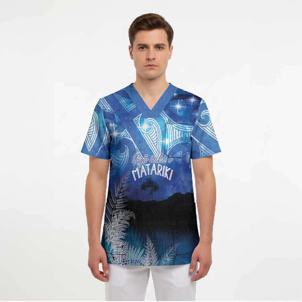 NZ Maori Matariki Scenery Scrub Top Galaxy Sky LT7 - Polynesian Pride
