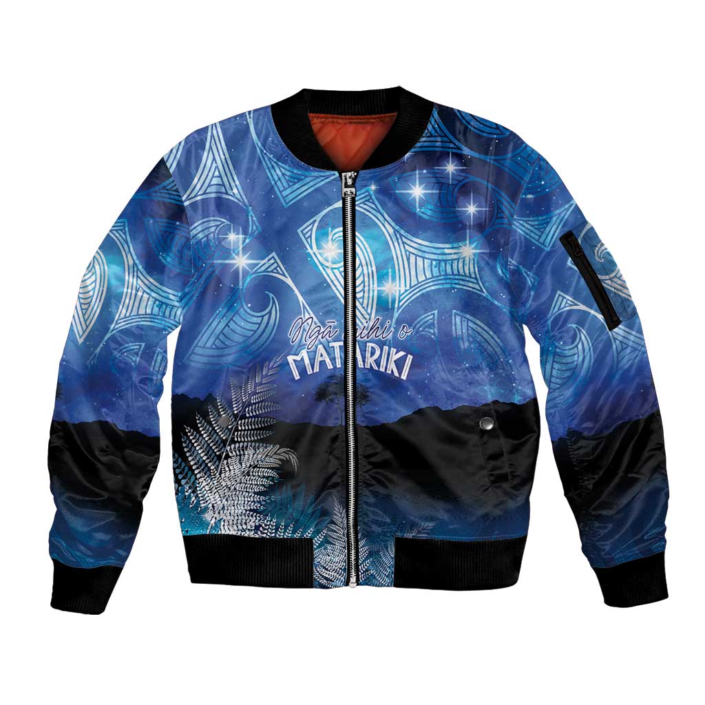 NZ Maori Matariki Scenery Sleeve Zip Bomber Jacket Galaxy Sky LT7 Unisex Galaxy - Polynesian Pride