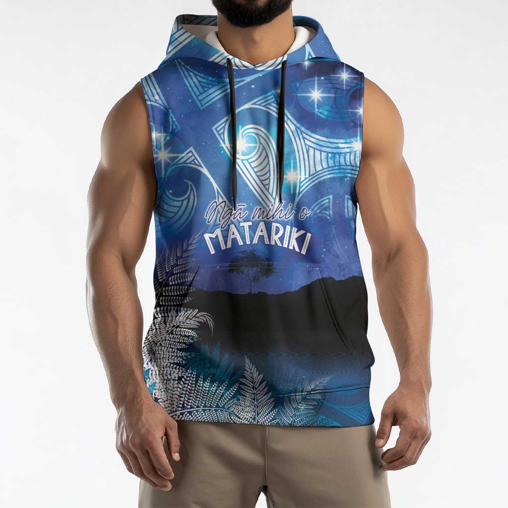 NZ Maori Matariki Scenery Sleeveless Hoodie Galaxy Sky LT7 - Polynesian Pride
